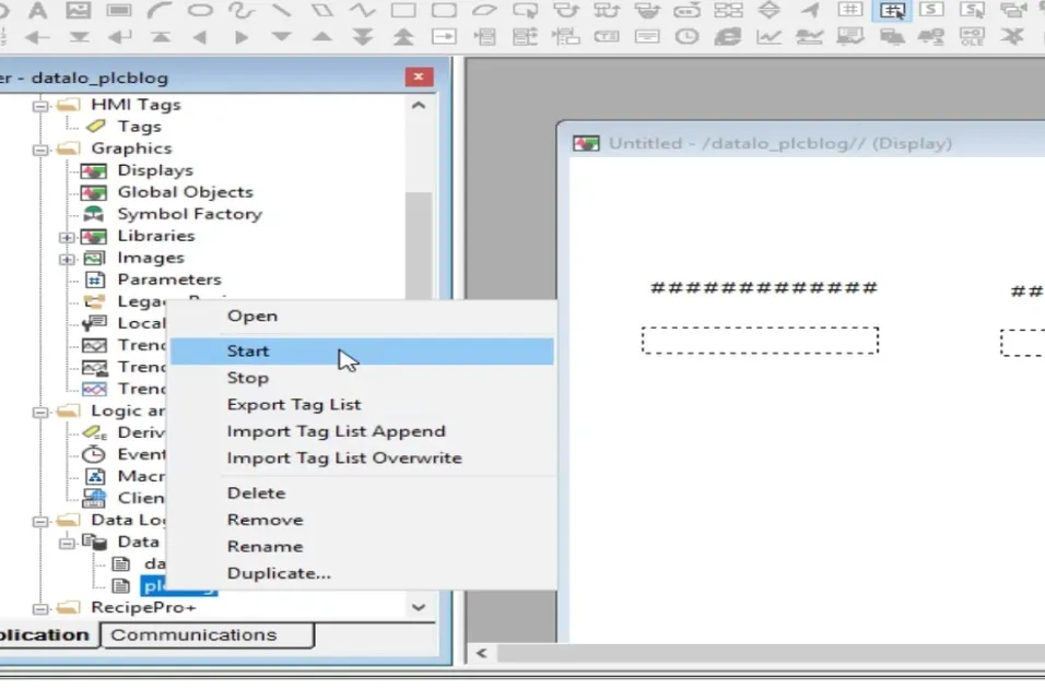 img/Data logging in MSSQL/Start Data Logging In Factorytalk Datalog Model.webp